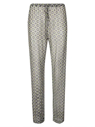 Dries Van Noten Regular Fit Mesh Trousers With Geometric Print In Gray