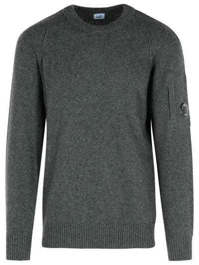 C.p. Company Classic Grey Knit Sweater With Distinctive Lens Detail In Gray
