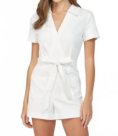 Fate Short Sleeve Wrap Romper With Collar In White In White