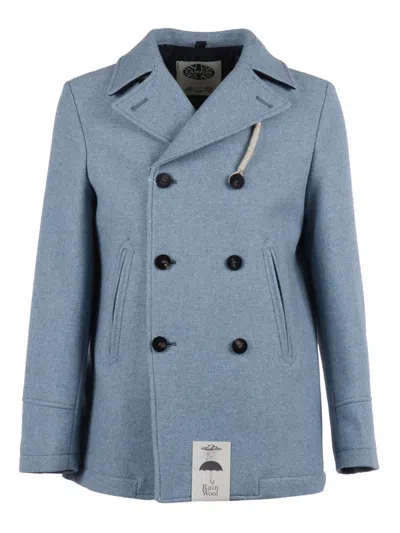 Camplin Thermal-resistant Blue Wool Blend Peacoat In Blue