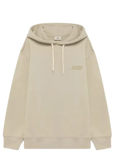 Autry Heavy Jersey Fabric Hoodie With Drawstring And Embroidered Branding In Neutral