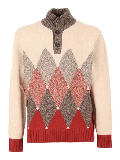 Ballantyne High Ribbed Turtleneck Pullover With Button Detail In Neutral