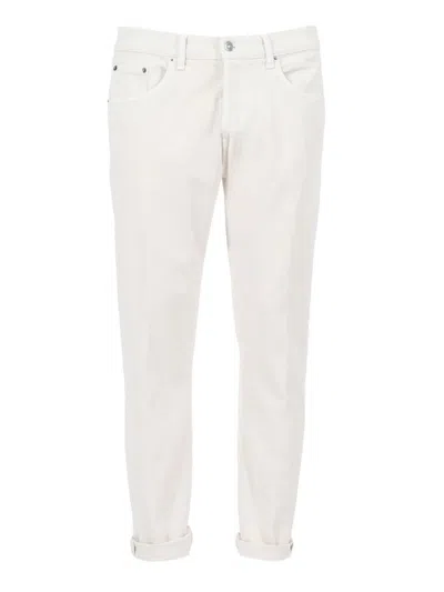 Dondup Off-white Classic Five-pocket Jeans With Elegant Finish In White