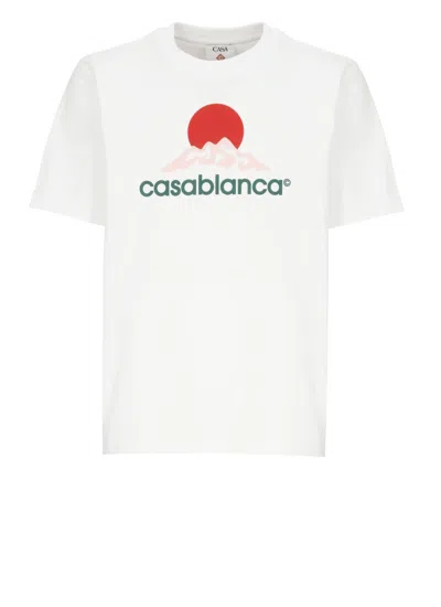 Casablanca Multicolour Graphic T-shirt With Organic Cotton Comfort In White