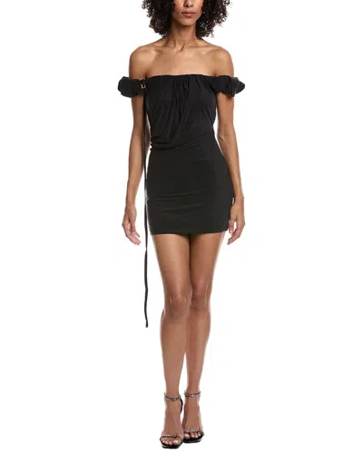 Jacquemus Ciceri Off-the-shoulder Draped Cupro Mini Dress In Black
