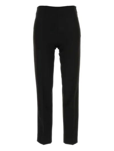 Pt Torino High-waisted Black Trousers With Tailored Front Pleats And Hem Slits In Black