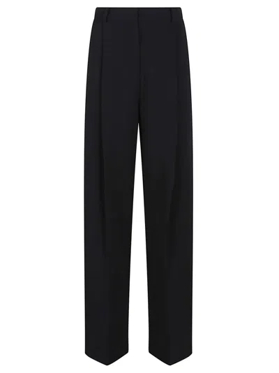Elisabetta Franchi High-waisted Trousers With Wide Legs And Decorative Button Details In Black