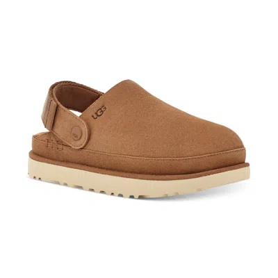 Ugg Goldenstar Suede Flatform Clogs In Brown