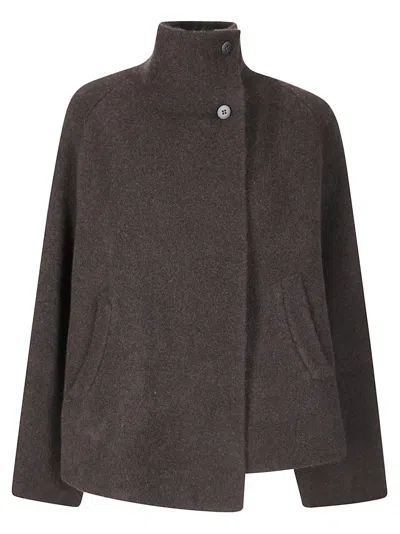 Boboutic High Collar Jacket With Button Closure In Brown