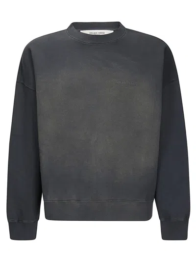 Golden Goose Deluxe Brand Men Cotton Sweatshirt With Distressed Effect In Black
