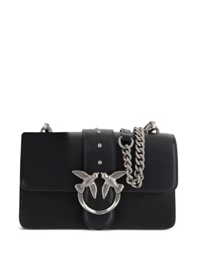Pinko Rectangular Chain Strap Shoulder Bag With Metal Hardware And Front Embellishment In Black