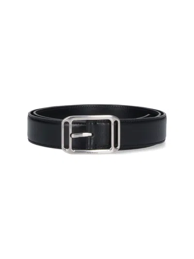 Tom Ford Adjustable Belt With Metal Rectangular Buckle In Black