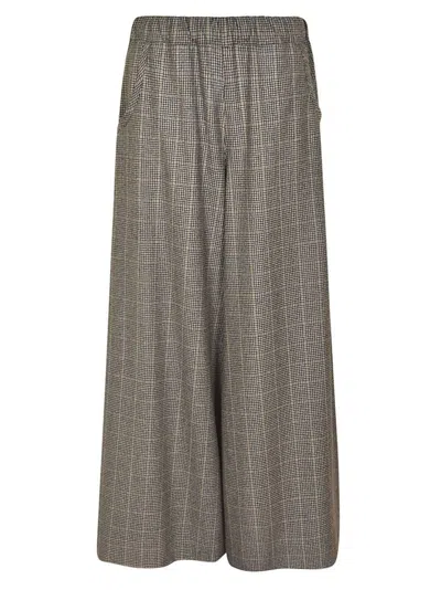 Barbara Tani Wide-leg Wool Trousers With Classic Check Pattern In Multi