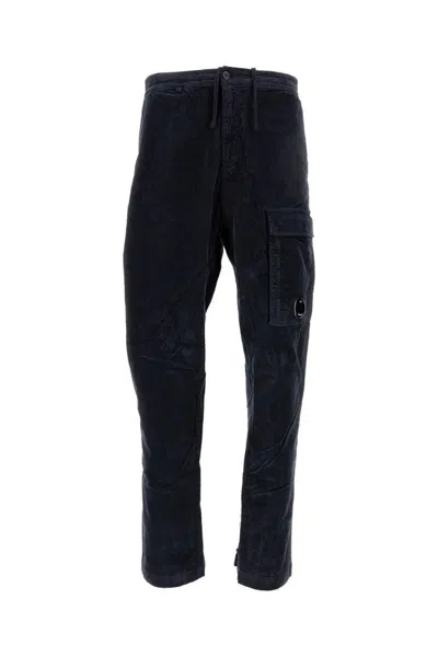 C.p. Company Black Linen And Cotton Blend Utility Trousers In Blue