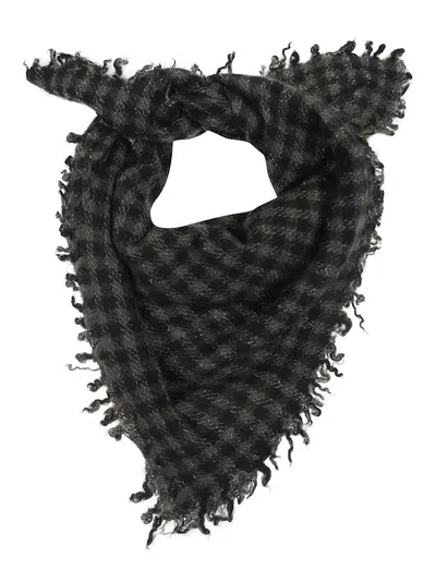 Faliero Sarti Cashmere-silk Blend Scarf With Fringed Detailing In Black