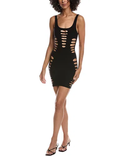 Versace Microfibre Beach Cover-up With All-over Cut-outs In Black