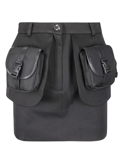 Coperni Structured Mini Skirt With Front Button In Gray