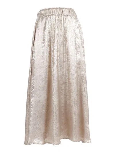 Shirt A Porter Chiffon Lurex Midi Skirt With Elastic Waistband In Neutral