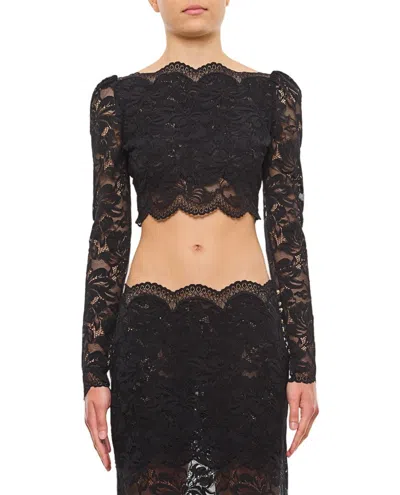 Rabanne Lace Long Sleeve Top In Black
