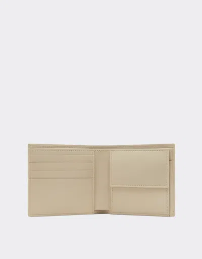 Ferrari Leather Wallet With Diagonal Stitching In Gray