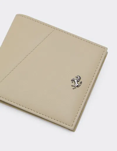 Ferrari Leather Wallet With Diagonal Stitching In Gray
