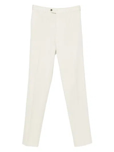 Pt Torino Flat Front Trousers With Button Fly In White