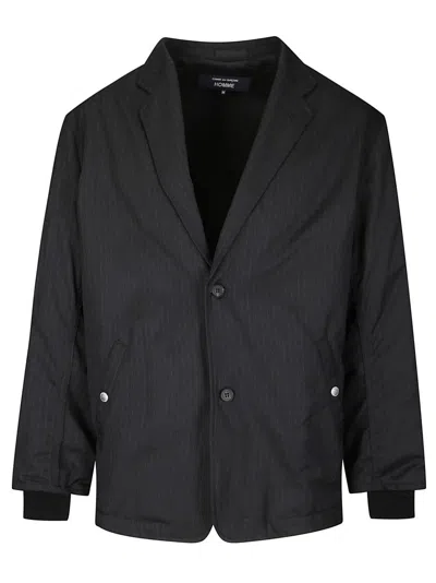 Comme Des Garçons Pinstripe Padded Jacket With Classic Lapels In Black