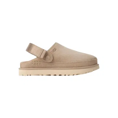 Ugg Goldenstar Suede Flatform Clogs In Neutral