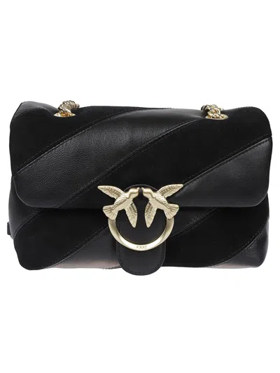 Pinko Crossbody Bag With Metal Logo In Black