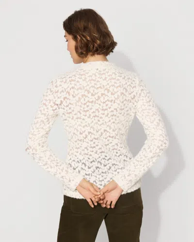 White House Black Market Textured Lace Mockneck Top In White