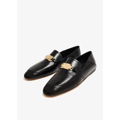 Ferragamo Elaine Vara Buckle Loafers In Calf Leather In Black
