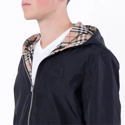 Burberry Rainford Beige Check Nylon Reversible Jacket In Blue