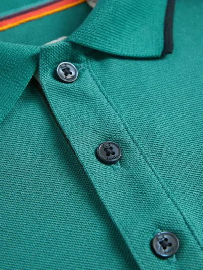Paul Smith Junior Logo-embroidered Polo Shirt In Green