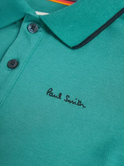 Paul Smith Junior Logo-embroidered Polo Shirt In Green