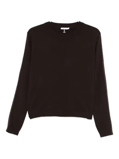 Patrizia Pepe Crew-neck Wool Sweater In Brown