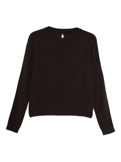 Patrizia Pepe Crew-neck Wool Sweater In Brown