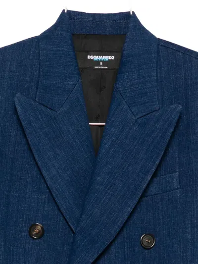 Dsquared2 Double-breasted Denim Blazer Jacket In Blue