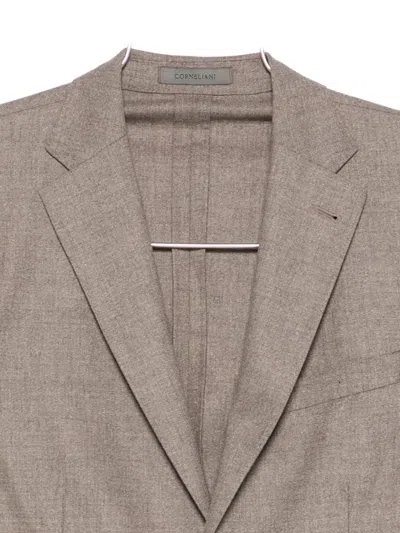 Corneliani Notched-lapels Pocketed Jacket In Brown