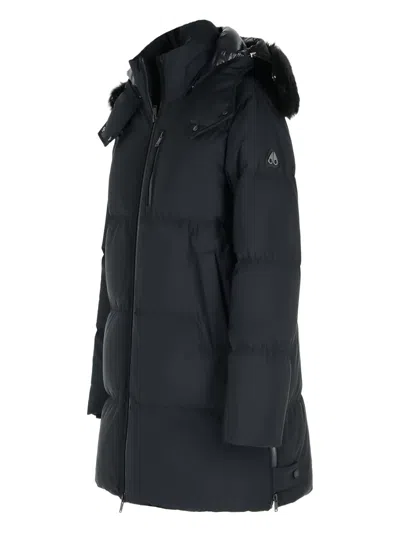 Moose Knuckles Chelia 3q Black Polyamide Blend Down Jacket In Blue