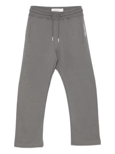 Calvin Klein Logo-embroidered Trousers In Gray
