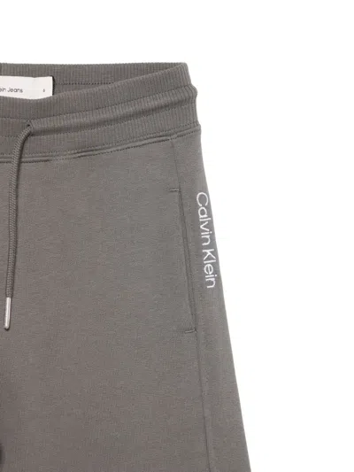 Calvin Klein Logo-embroidered Trousers In Gray