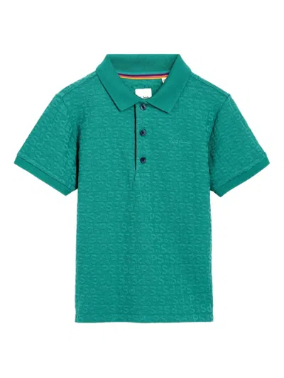 Paul Smith Junior Logo-pattern Polo Top In Green