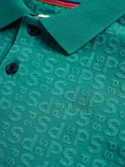 Paul Smith Junior Logo-pattern Polo Top In Green