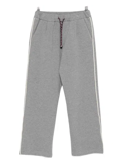 Manuel Ritz Drawstring-waist Stripe-detail Trousers In Gray