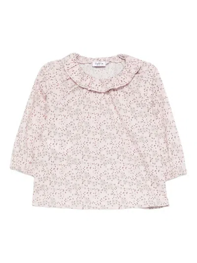 RUFFLED FLORAL-PRINT BLOUSE