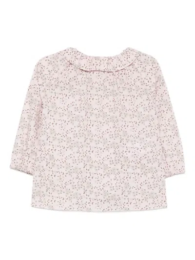 RUFFLED FLORAL-PRINT BLOUSE