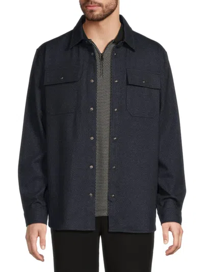 Karl Lagerfeld Men's Ponte Button-down Shirt Jacket In Blue