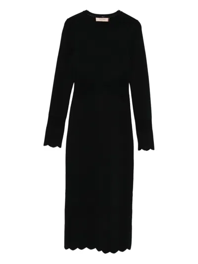 Twinset Dress With Scalloped Edge In Black