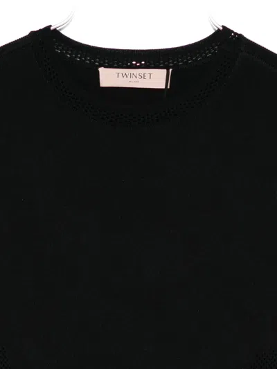 Twinset Dress With Scalloped Edge In Black