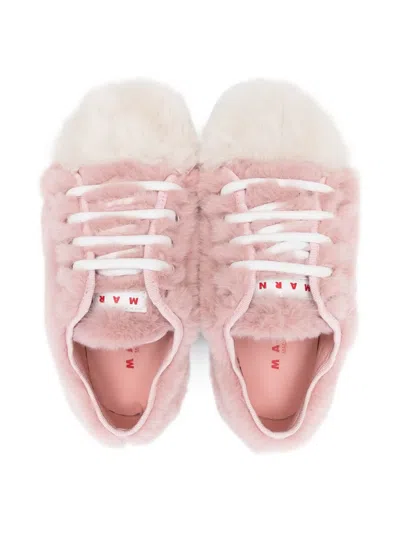 Marni Faux-fur Sneakers In Pink